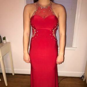 Red long prom dress